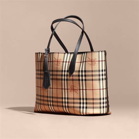 burberry small rreversible leather tote black|burberry check and leather tote.